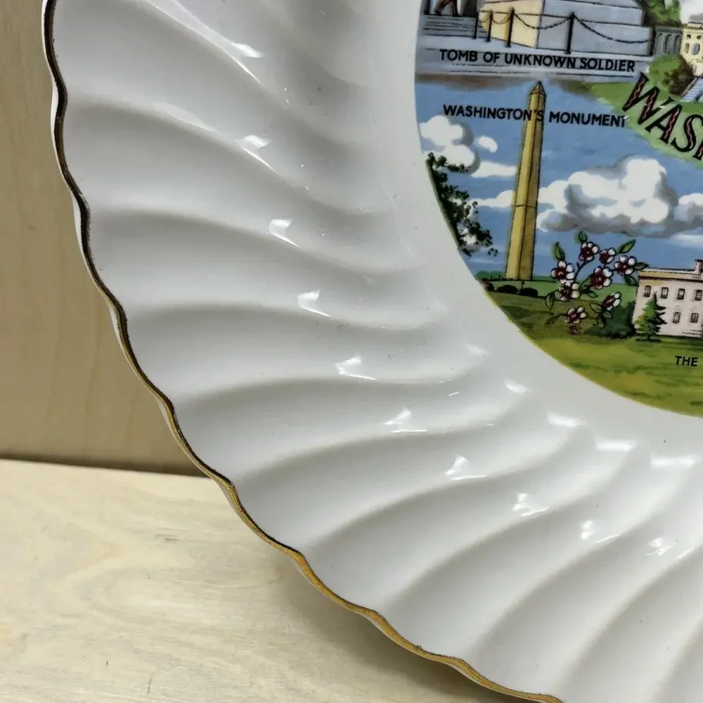 Washington DC Souvenir Plate, Vintage MidCentury US Capitol Collectible Souvenir